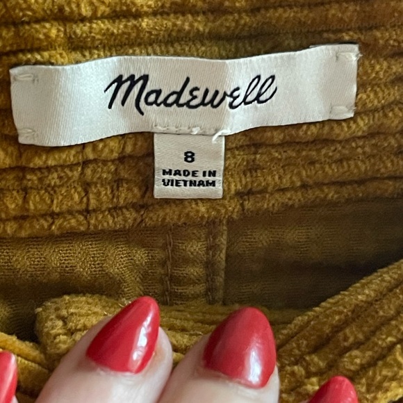 Madewell Gold Corduroy A-Line Mini Skirt Patch Pocket Edition Size 8 - Picture 4 of 10